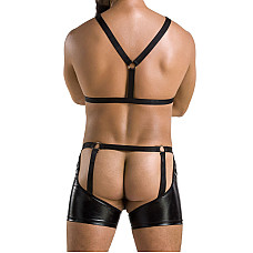 Комплект эротического мужского белья Passion 047 SET JOHN XXL/XXXL Black, трусы, портупея