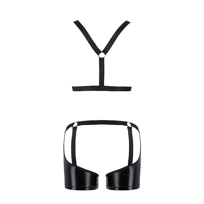 Комплект эротического мужского белья Passion 047 SET JOHN XXL/XXXL Black, трусы, портупея