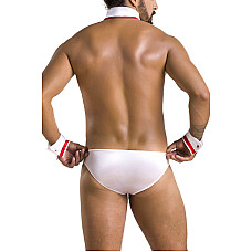 Комплект эротического мужского белья Passion 037 GREGORY XXL/XXXL White, трусы, воротник, манжеты