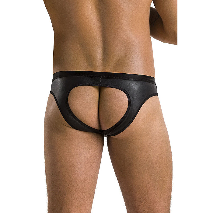 Мужские слипы с вырезами Passion 041 SLIP JOE L/XL Black, экокожа, открытые ягодицы