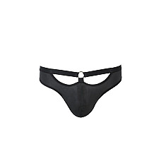 Мужские слипы с вырезами Passion 041 SLIP JOE L/XL Black, экокожа, открытые ягодицы
