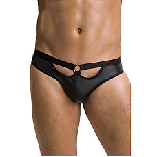Мужские слипы с вырезами Passion 041 SLIP JOE L/XL Black, экокожа, открытые ягодицы