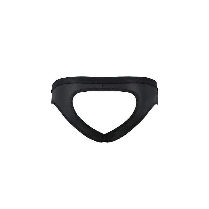 Мужские слипы с вырезами Passion 041 SLIP JOE L/XL Black, экокожа, открытые ягодицы