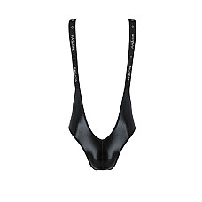 Мужское открытое боди Passion 027 BRUNO XXL/XXXL Black, под латекс, на лямках