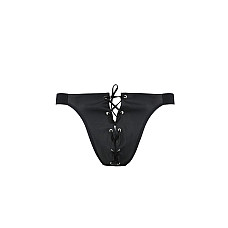 Чоловічі сліпи на шнурівці Passion 044 SLIP BEN S/M Black, екошкіра, люверси