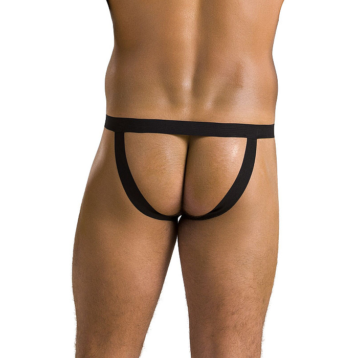 Мужские слипы на шнуровке Passion 044 SLIP BEN S/M Black, экокожа, люверсы