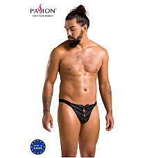 Чоловічі сліпи на шнурівці Passion 044 SLIP BEN S/M Black, екошкіра, люверси