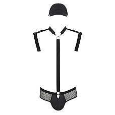 Комплект эротического мужского белья Passion 038 JOHN SET L/XL Black, боди, кепка