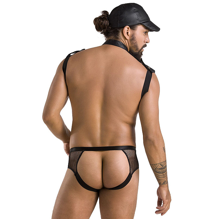 Комплект еротичної чоловічої білизни Passion 038 SET JOHN L/XL Black, боді, кепка
