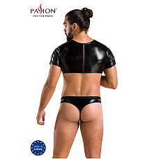 Комплект мужского белья под латекс Passion 057 SET PETER XXL/XXXL Black, кроп-топ, стринги