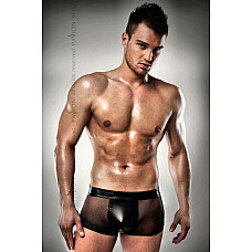 Прозорі чоловічі шортики з гульфіком Passion 003 SHORT black L/XL