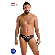 Мужские слипы с вырезами Passion 041 SLIP JOE S/M Black, экокожа, открытые ягодицы