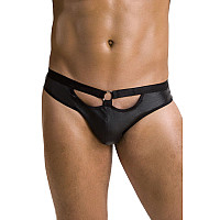 Мужские слипы с вырезами Passion 041 SLIP JOE S/M Black, экокожа, открытые ягодицы