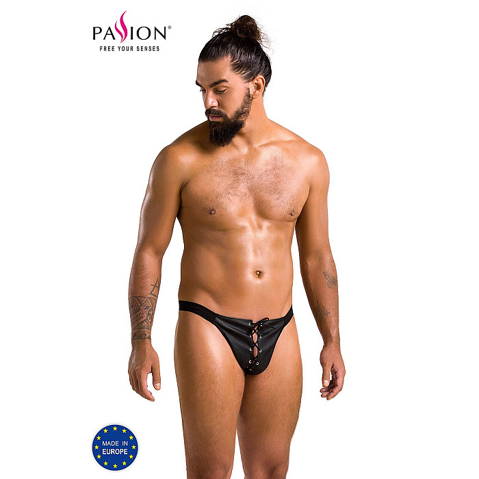Мужские слипы на шнуровке Passion 044 SLIP BEN XXL/XXXL Black, экокожа, люверсы