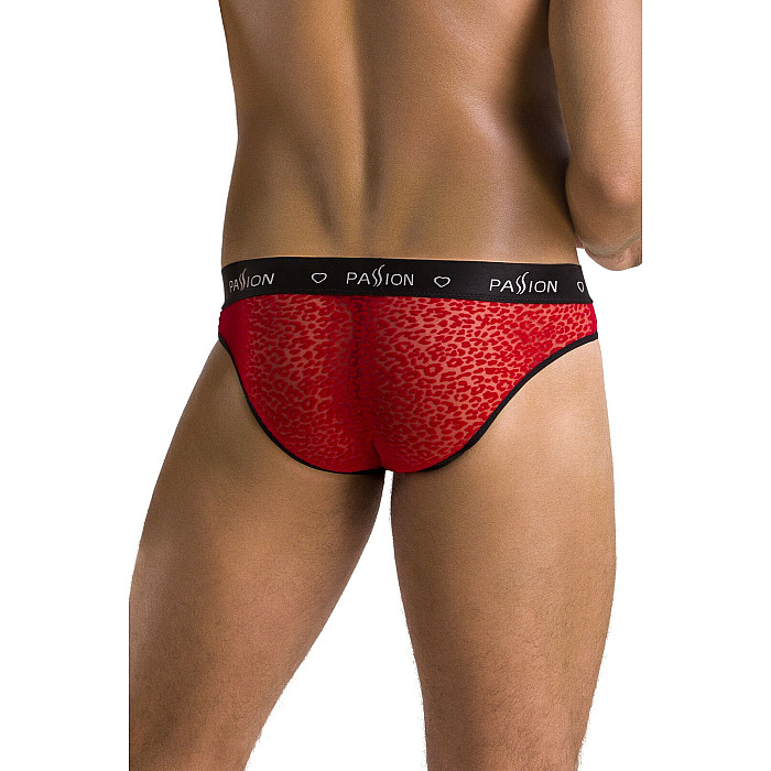 Мужские полупрозрачные трусы Passion 031 SLIP MIKE XXL/XXXL Red, под леопард