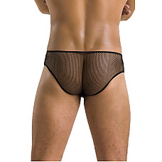 Чоловічі труси зі шнурівкою Passion 035 SLIP RICHARD L/XL Black, екошкіра, сітка
