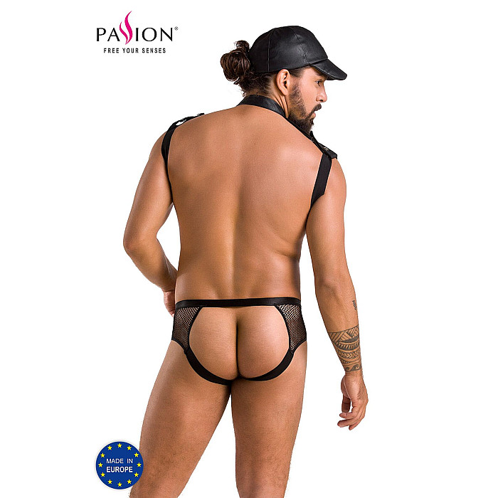 Комплект еротичної чоловічої білизни Passion 038 JOHN S/M Black, боді, кепка