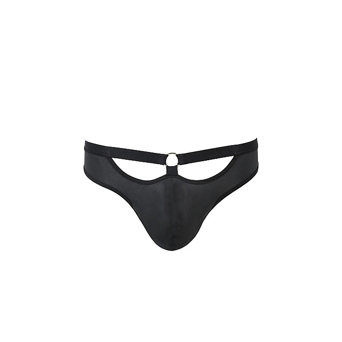 Мужские слипы с вырезами Passion 041 SLIP JOE XXL/XXXL Black, экокожа, открытые ягодицы