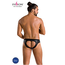 Мужские слипы с вырезами Passion 041 SLIP JOE XXL/XXXL Black, экокожа, открытые ягодицы