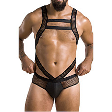 Чоловіче еротичне сітчасте боді Passion 045 VICTOR L/XL Black, екошкіра, сітка