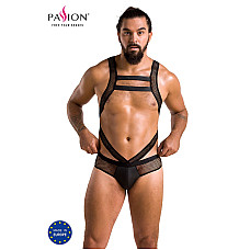 Чоловіче еротичне сітчасте боді Passion 045 VICTOR L/XL Black, екошкіра, сітка