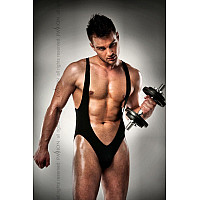 Чоловічий боді з дуже глибоким декольте Passion 011 BODY black S/M