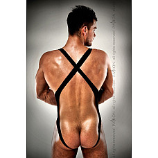 Распродажа!!! Мужское боди с очень глубоким декольте Passion 011 BODY black S/M