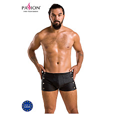 Чоловічі шкіряні боксери із заклепками Passion 048 SHORT DAVID XXL/XXXL Black