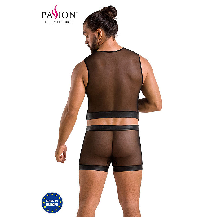 Комплект мужского белья на шнуровке Passion 053 SET WILLIAM L/XL Black, жилет, боксеры