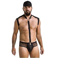 Комплект эротического мужского белья Passion 038 JOHN XXL/XXXL Black, боди, кепка