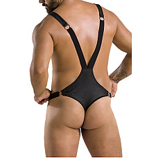 Мужское боди с люверсами Passion 028 HARRY XXL/XXXL Black, экокожа, на лямках