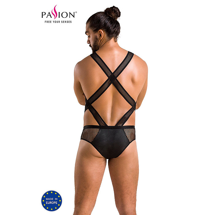 Мужское эротическое сетчатое боди Passion 045 VICTOR S/M Black, экокожа, сетка