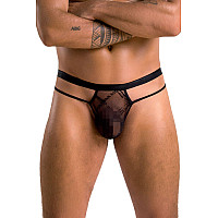 Чоловічі прозорі стринги Passion 029 THONG COLLIN L/XL Black, сітка
