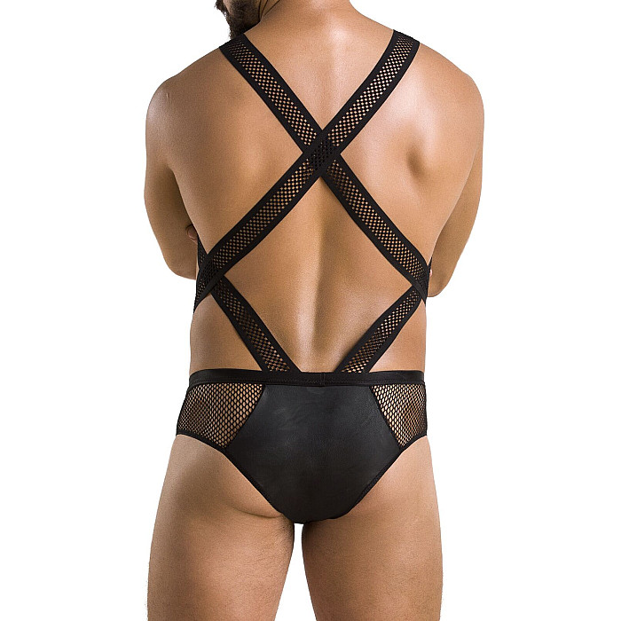 Мужское эротическое сетчатое боди Passion 045 VICTOR XXL/XXXL Black, экокожа, сетка