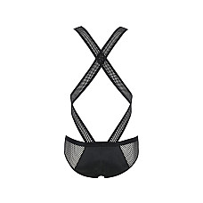 Чоловіче еротичне сітчасте боді Passion 045 VICTOR XXL/XXXL Black, екошкіра, сітка