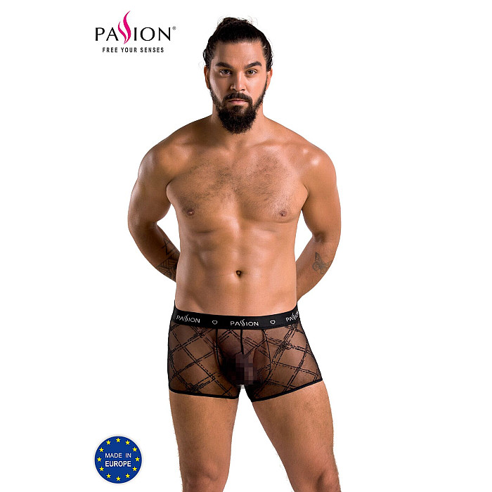 Мужские прозрачные боксеры Passion 032 SHORT JAMES S/M Black, сетка