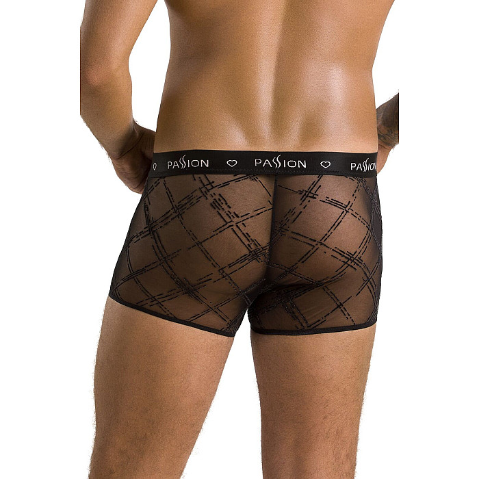 Мужские прозрачные боксеры Passion 032 SHORT JAMES S/M Black, сетка