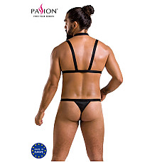 Комплект мужского белья из стреп Passion 039 SET ANDREW L/XL Black, стринги, шлейка