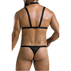 Комплект мужского белья из стреп Passion 039 SET ANDREW L/XL Black, стринги, шлейка