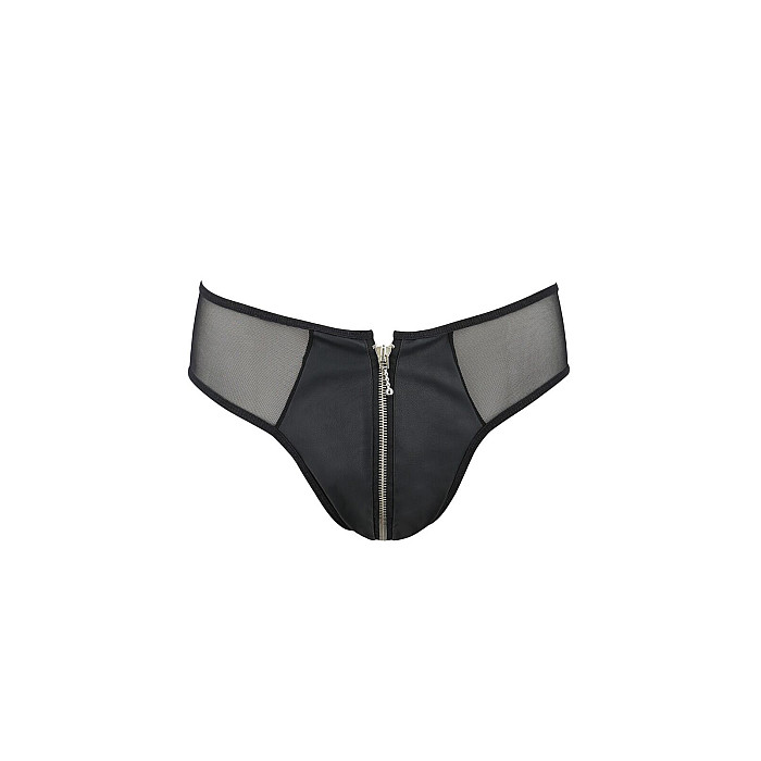 Мужские слипы на молнии Passion 042 SLIP TIMMY S/M Black, экокожа, сетка