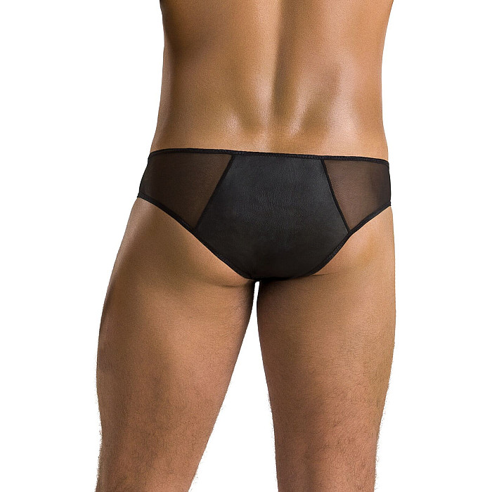 Мужские слипы на молнии Passion 042 SLIP TIMMY S/M Black, экокожа, сетка