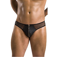 Мужские слипы на молнии Passion 042 SLIP TIMMY S/M Black, экокожа, сетка