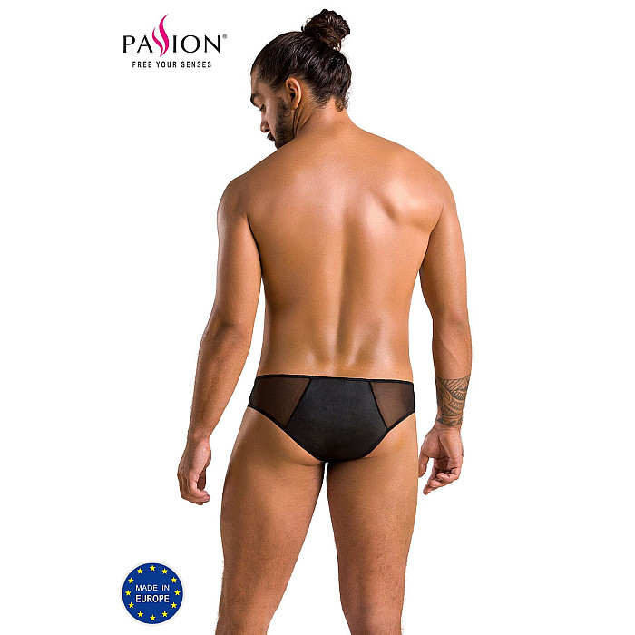 Мужские слипы на молнии Passion 042 SLIP TIMMY S/M Black, экокожа, сетка