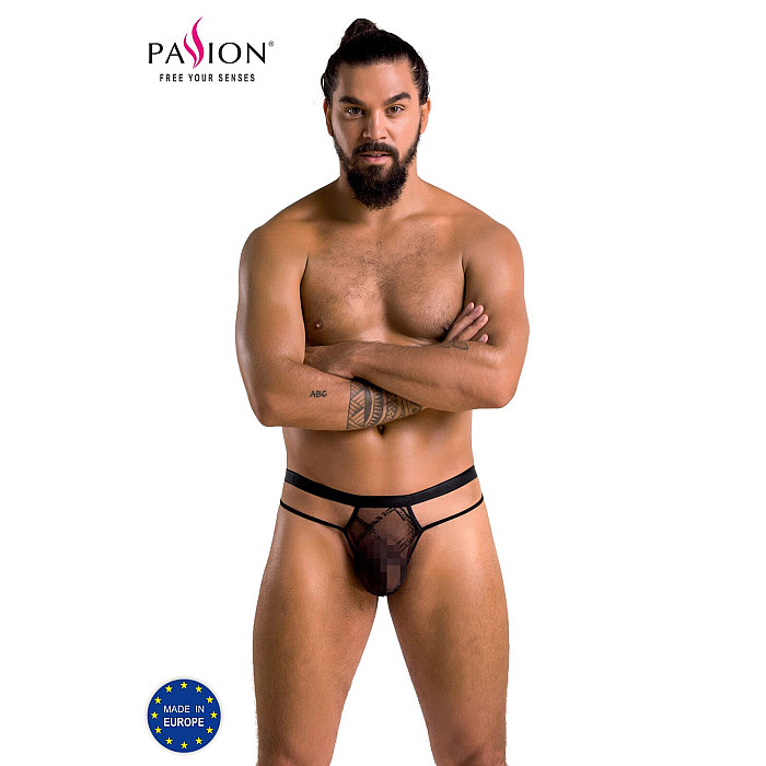 Чоловічі прозорі стринги Passion 029 THONG COLLIN S/M Black, сітка