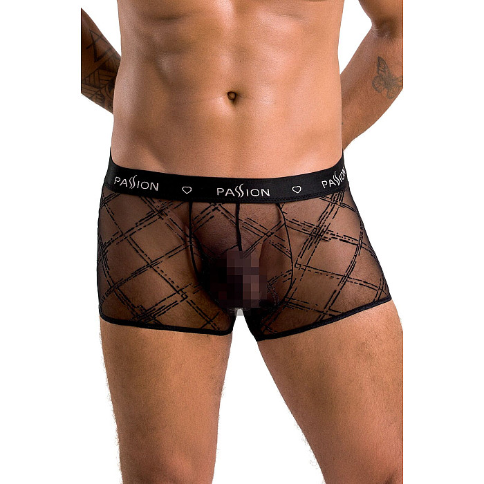 Мужские прозрачные боксеры Passion 032 SHORT JAMES XXL/XXXL Black, сетка