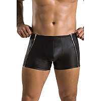 Чоловічі шкіряні боксери з блискавками Passion 049 SHORT MATT S/M Black