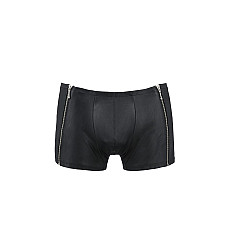 Чоловічі шкіряні боксери з блискавками Passion 049 SHORT MATT S/M Black