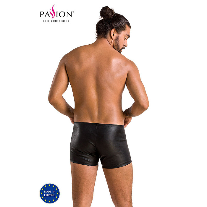Мужские кожаные боксеры с молниями Passion 049 SHORT MATT S/M Black