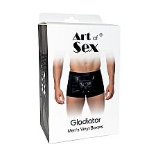 Чоловічі труси з сюрпризом Art of Sex - Gladiator, чорні з ефектом мокрого оксамиту, розмір XL