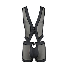 Комплект мужского белья на шнуровке Passion 053 SET WILLIAM XXL/XXXL Black, жилет, боксеры